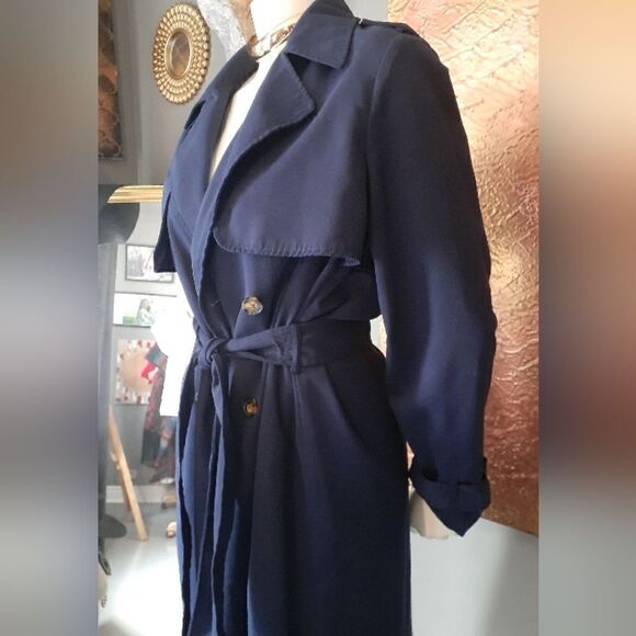 Stradivarius Navy Trench Coat - Picture 8 of 13